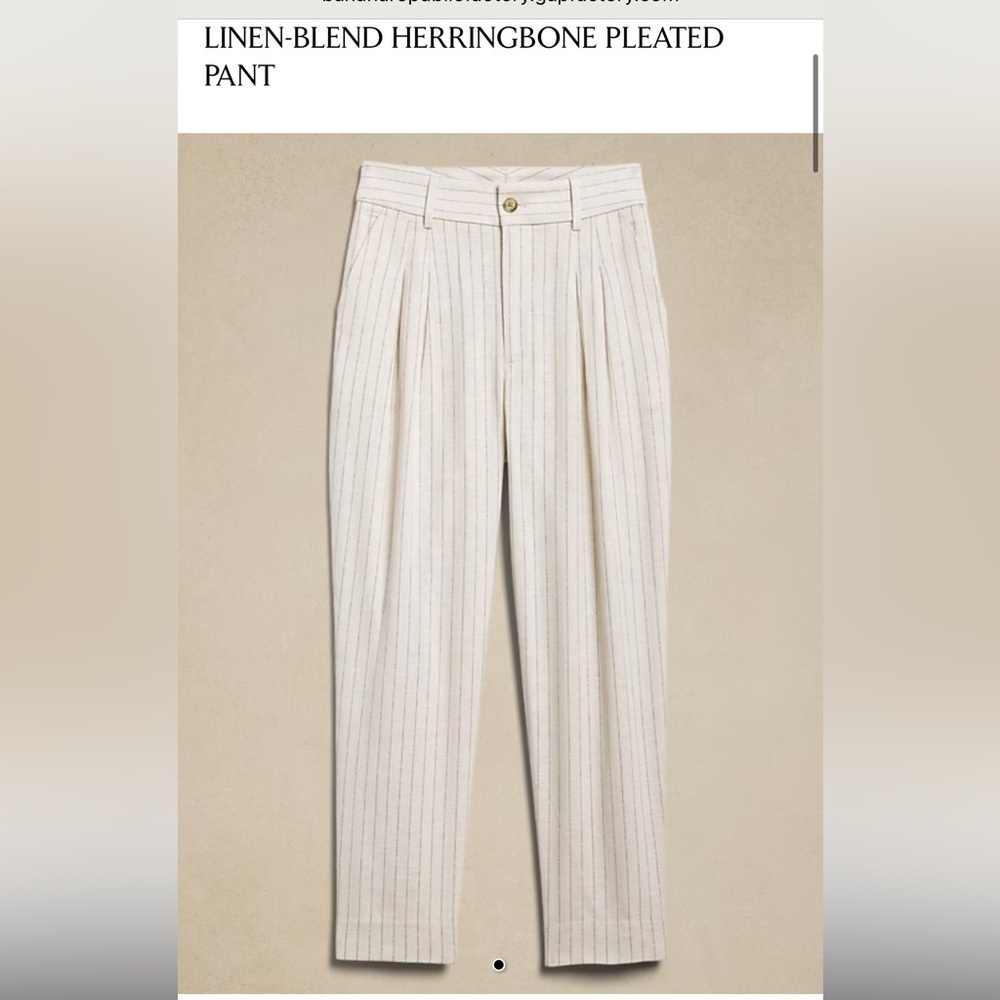 Banana Republic Cream Linen Blend Pants Cropped